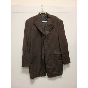 Stacy Adams Blazer Mens 46R Brown Pinstripe Suit Jacket Business Career Coat